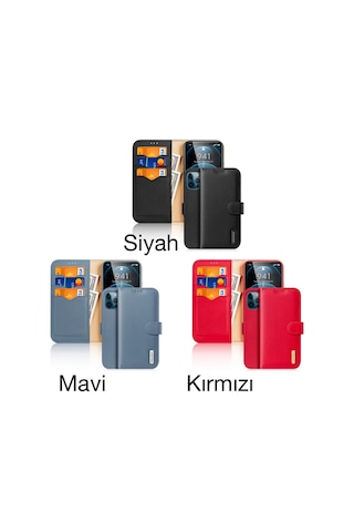 Dux Ducis İphone 12 Pro Max Kılıf Mıknatıslı Cüzdanlı Deri Kılıf Hivo Series- 5775 Çok Renkli