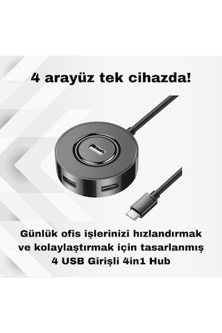 Coofbe Jasoz 1.5 Metre 4in1 Type-c To Usb Çoğaltıcı Hub Type-c To 4x Usb3.0 Mouse Yazıcı Klavye Okuyucu