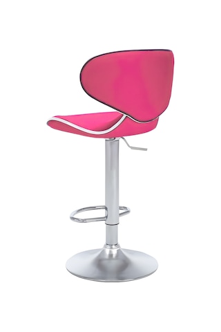 Bürocci Zen Bar Taburesi - Gül Kurusu Modern Deri Metal Ataklı Yüksek Tezgah Sandalyesi - 9549s0490 Pembe