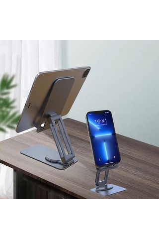 Jmary Mk-60 Ayarlanabilir Katlanabilir 360 Derece Dönebilen Telefon Ve Tablet Standı Gri