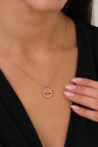 Zirkon Taşlı Rose Yaşam Ağacı Gümüş Kolye Sa00004