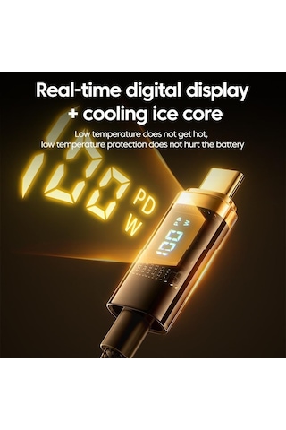 Vaorlo Led Ekran Hızlı Şarj Kablosu 100 W Süper Şarj Usb-c Pd-c Usb İos Uyumlu Tip-c İos Uyumlu Yüksek Hızlı Şarj Veri Kablosu Type-c To İos Uyumlu