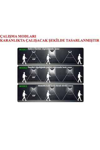 4 Adet 100 Led Solar Sokak Lambası 3 Modlu Güneş Enerjili Lamba