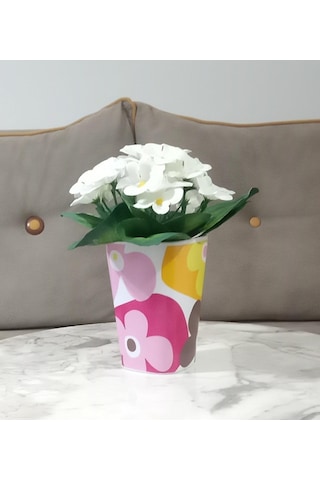 Vazo Dahil,vazo Dahil,vazoda Çiçek,beyaz Yapay Çiçek,vazo Dekoratif Kırmızı Papatya 7x7x16cm Genel