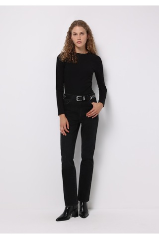 Colins Slim Fit Yuvarlak Yaka Düz Kadın Siyah Uzun Kol Tişört Cl1072550 Q1.v1 Blk SIYAH