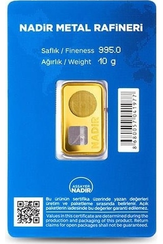 Agakulche Nadir 24 Ayar Külçe Altın 10 G