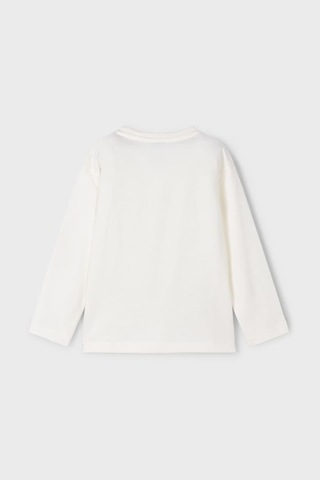 Erkek Çocuk Normal Kalıp Uzun Kollu Dinozor Baskılı T-shirt - Krem Kahverengi