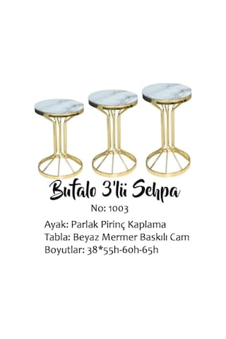 Brc C Orta Sehpa Model Beyaz Mermer Temper Cam Metal Transmisyon