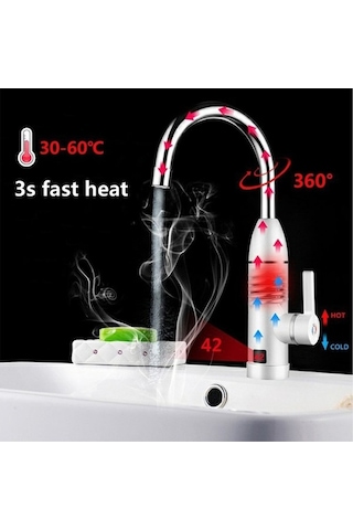 Bosphorusboutique02 Anında Sıcak Su Dokunan Lcd Ekranlı 3000 W Tankless Elektrikli Mutfak Musluk -