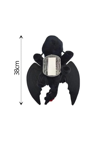 Geeksen Siyah 27cm Kuyruk Askılıklı Araba Dekorasyon Oyuncak, Uçuş Simülasyonu Kanatlı Ejderha Plüş Figürü, Sıkıştırılmış Paket