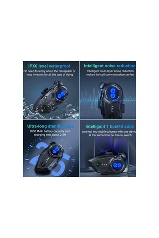 Hubrendy Kargo Y5x Rgb Işıklı Intercom 5 Kişi Bağlantılı 1000mah Motosiklet Bluetooth Kulaklık Seti