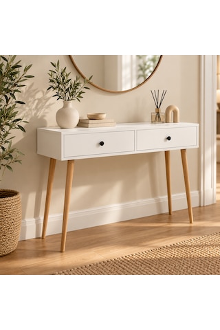 Viva 120 Cm -2 Kapaklı - Ahşap Ayaklı Dresuar -beyaz