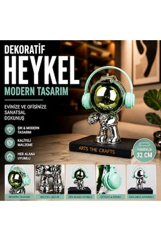 Dekoratif Astronot Heykelcik Yeşil