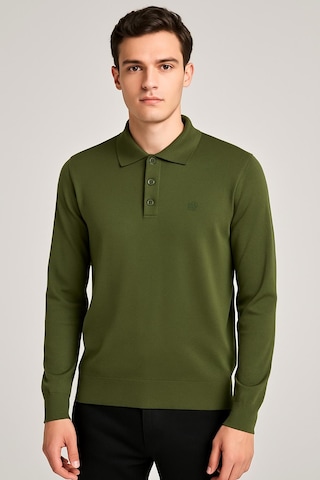 Simenti Regular Polo Yaka Düğmeli Erkek Triko - 7422 Yeşil