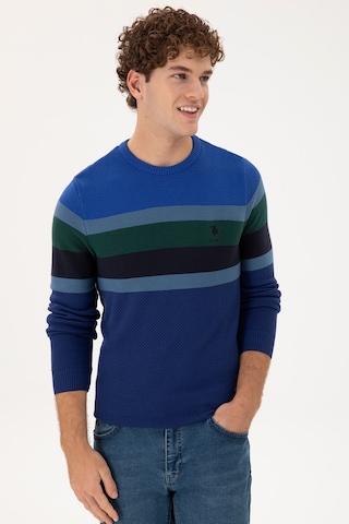 U.S. Polo Assn. Erkek Slim Fit Bisiklet Yaka İndigo Kazak 50292866-VR028