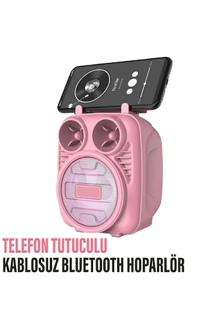 Kablosuz Bluetooth Hoparlör Speaker Telefon Tutucu Renkli Işıklı