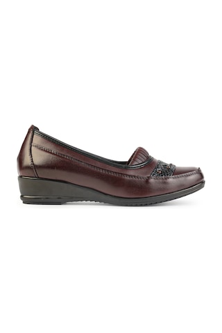 Ern Shoes Kadın Tam Ortopedik İçi Hakiki Deri Günlük Klasik Anne Ayakkabı Bordo