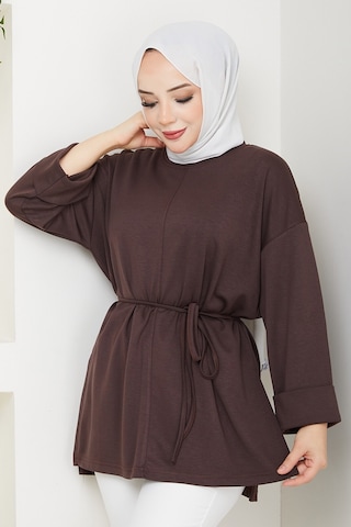 Günsel İpli Oysho Tunik 1646 - Kahve Kahverengi