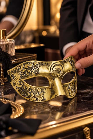 Erkek Gold Venedik Balo Maskesi Halloween Parti Maskesi Cadılar Bayramı Davet Kostüm Aksesuarı Diğer