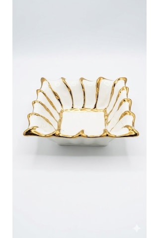 20 Cm Kare Kase Beyaz-gold