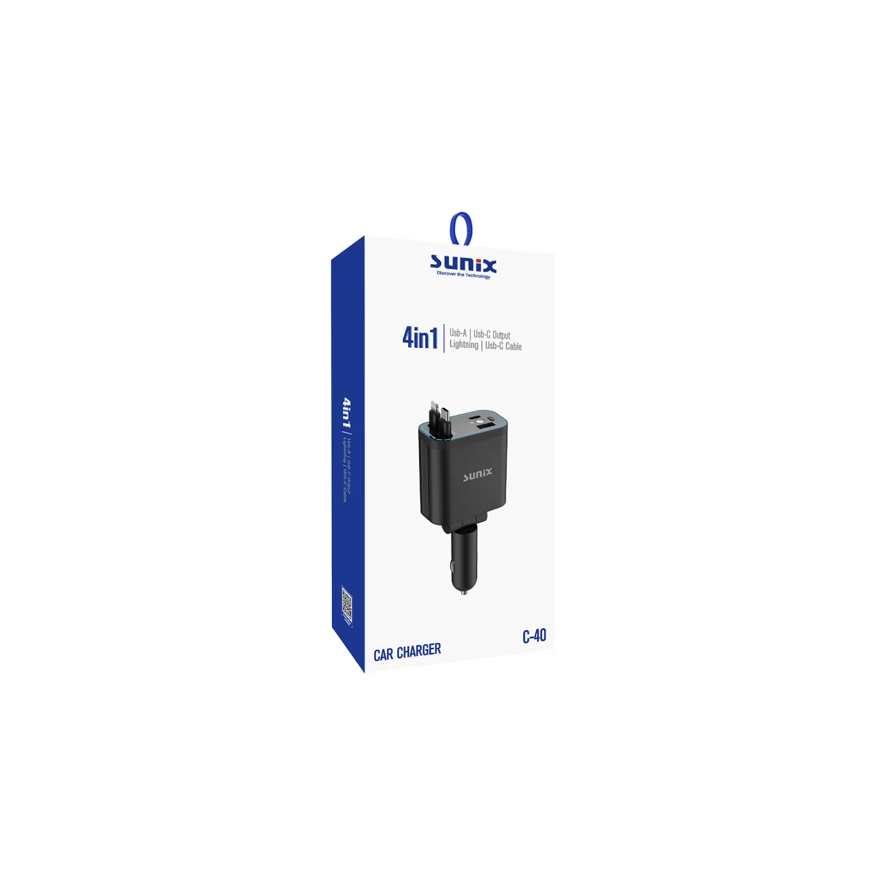 Sunix 45w 4'ü 1'arada Geri Çekilebilir Kablolu Type-c+ıphone Lightning+rgb Led Usb Araç Şarj Cihazı Hızlı Ce+rohs Lisanslı Sağlam