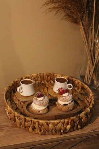 Hasır Su Sümbülü Yuvarlak Tepsi Orta Boy Organizer Düzenleyici Diğer