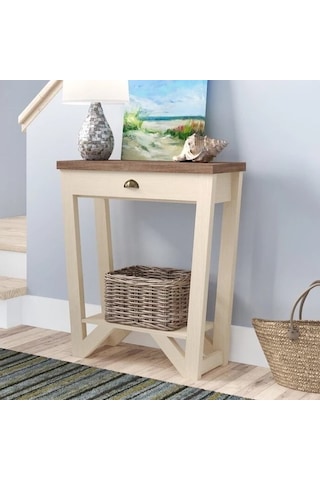 Ağaç Atölyesi Kenor Çekmeceli Ahşap Dresuar Beyaz - Ceviz