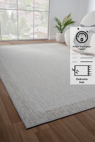 Konfor Halı Konfor Sisalux 3093 Krem Jüt Tabanlı Modern Dokuma Kilim Sisal Hasır Halı