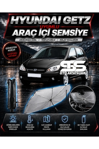 Hyundai Getz Araç Ön Cam Güneşliği Katlanabilir Şemsiye Oto Güneşlik Uv Korumalı Gölgelik Araba Oto Şemsiyesi