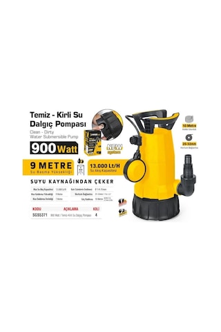 Sgs 5371 Prof. Temiz-kirli Su Dalgıç Pompa 900 W