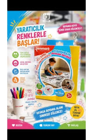 Boyama Örtüsü Boyama Halısı Yıkanabilir 100 X 150 Cm Penmark 12 Li Jumbo Keçeli Kalem Hediyeli