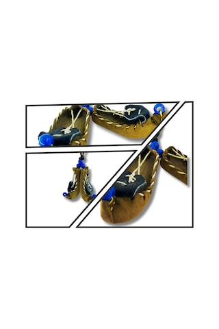 El Yapımı Deri Minyatür Çarık Maskot Dikiz Aynası Süsü Sarı