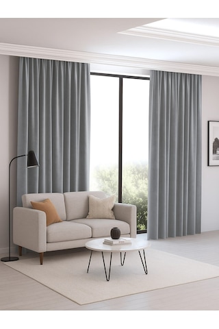 Düz Renk Fon Perde 2 Parça 145cm X 245cm Gri