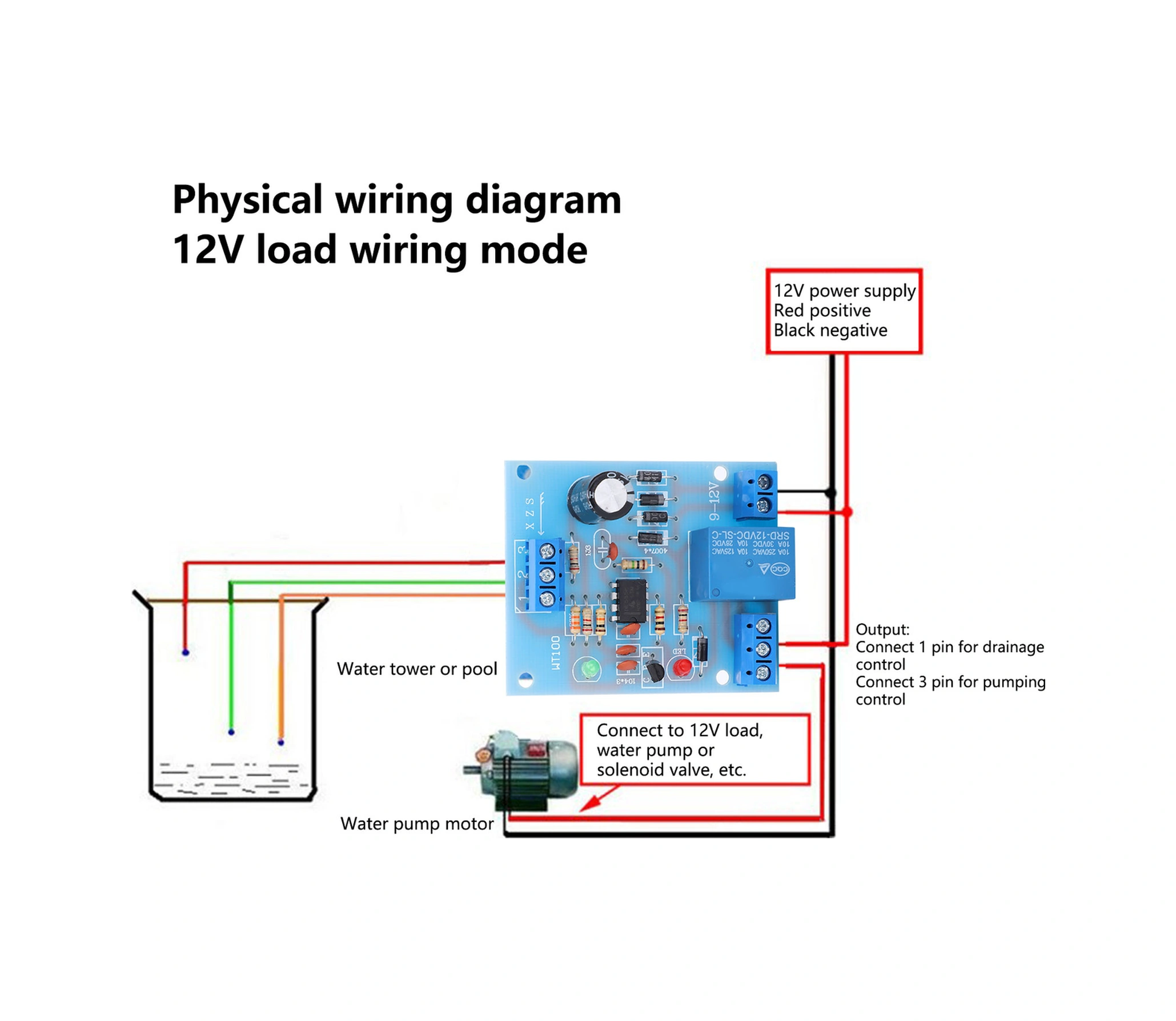 Yuntech01 12vdc Su Seviyesi Kontrolcü Modülü - Otomatik Pompa Dolum Ve Boşaltma, Yüksek Akım Röle, Pcb Tabanlı, Kararlı Performans