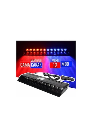 S12 Profesyonel Çakar Vantuzlu Çakmaklık Girişli 12 Ledli Kırmızı