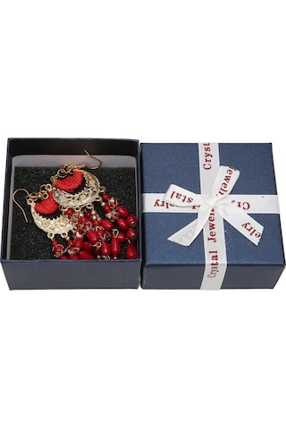 Tenfowee Kadınlar İçin Kırmızı Retro Stil Alüminyum Tassel Küpe, Hafif Ve Konforlu, Hediye Kutulu 2 Adet, Boho Vintage Dekoratif Kulaklıklar Diğer