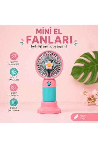 Meyve Figürlü Mini El Fanı 3 Renk Seçeneği Turkuaz