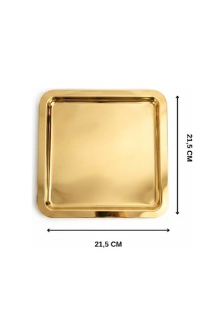 Kare Gold Kahve Sunum Tepsisi-lüx Servis Tepsisi 21,5 Cm Gold