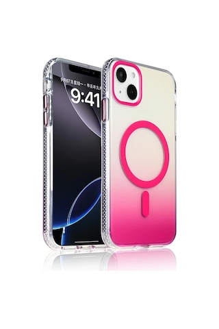 Apple Uyumlu iPhone 15 Kılıf M-safe Şarj Özellikli Transparan Renk Geçişli Zore Toros Kapak