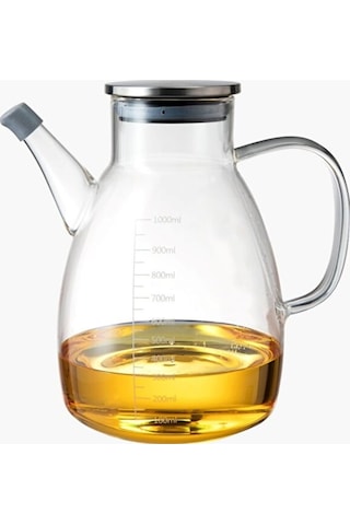 Fıre Kıng Panda Cam Borosilikat Yağlık Sirkelik 1000ml Yağdanlık Tess Ölçülü 1 Adet Beyaz - Şeffaf