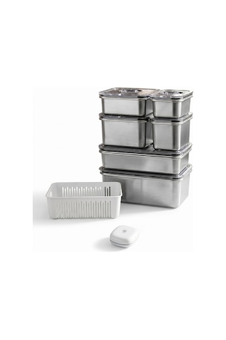 Aryıldız Vacuum & Fresh Çelik 14 Parça Saklama Kabı Seti Çok Renkli