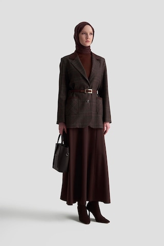 Armine Ekose Desenli Blazer Takım 25kd1704 Acı Kahve Acı Kahverengi