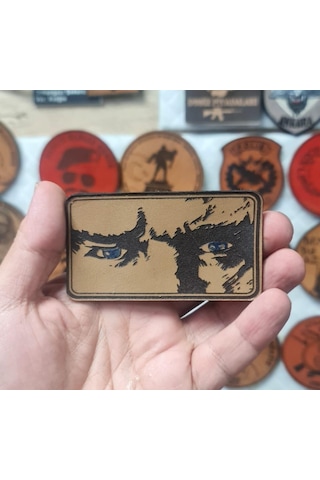 Atatürk Mavi Göz - Deri Peç - Arma - Leather Patch Bej