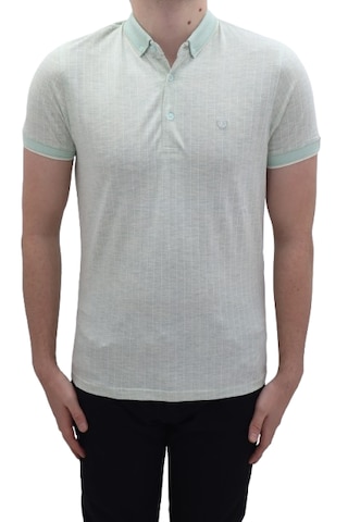 Santa Dmctekstil Erkek Kavis-108 Çizgili Spor Kesim Dar Kalıp Cepsiz Polo Yaka T-shirt Yeşil