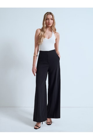 Dilvin 72706 Yüksek Bel Wide Leg Pantolon-siyah