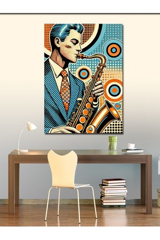 Kanvas Tablo Saksafon Çalan Adam 70cmx100cm