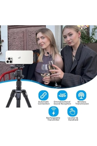 Infomax 2 Li Kablosuz Yaka Mikrofonu İphone Uyumlu Tak Çalıştır Lightning Alıcılı Gürültü Azaltma Video Çekim & Canlı Yayın İçin