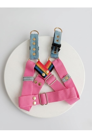 Köpek Göğüs Tasması Orta Irk Ayarlamalı Kolon Kordon Pembe