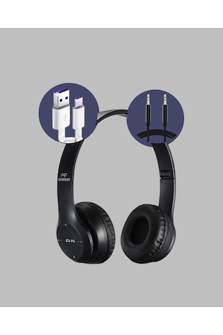 Bluetooth 5.0 Kablosuz Kulak Üstü Kulaklık Stereo Ses Ve Katlanabilir Tasarım