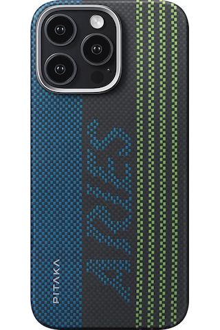 Apple Uyumlu iPhone 16 Pro Max Kılıf Magsafeli Lumintex Teknoloji Fosforlu Aramid Fiber Pitaka Aries Seri Credit